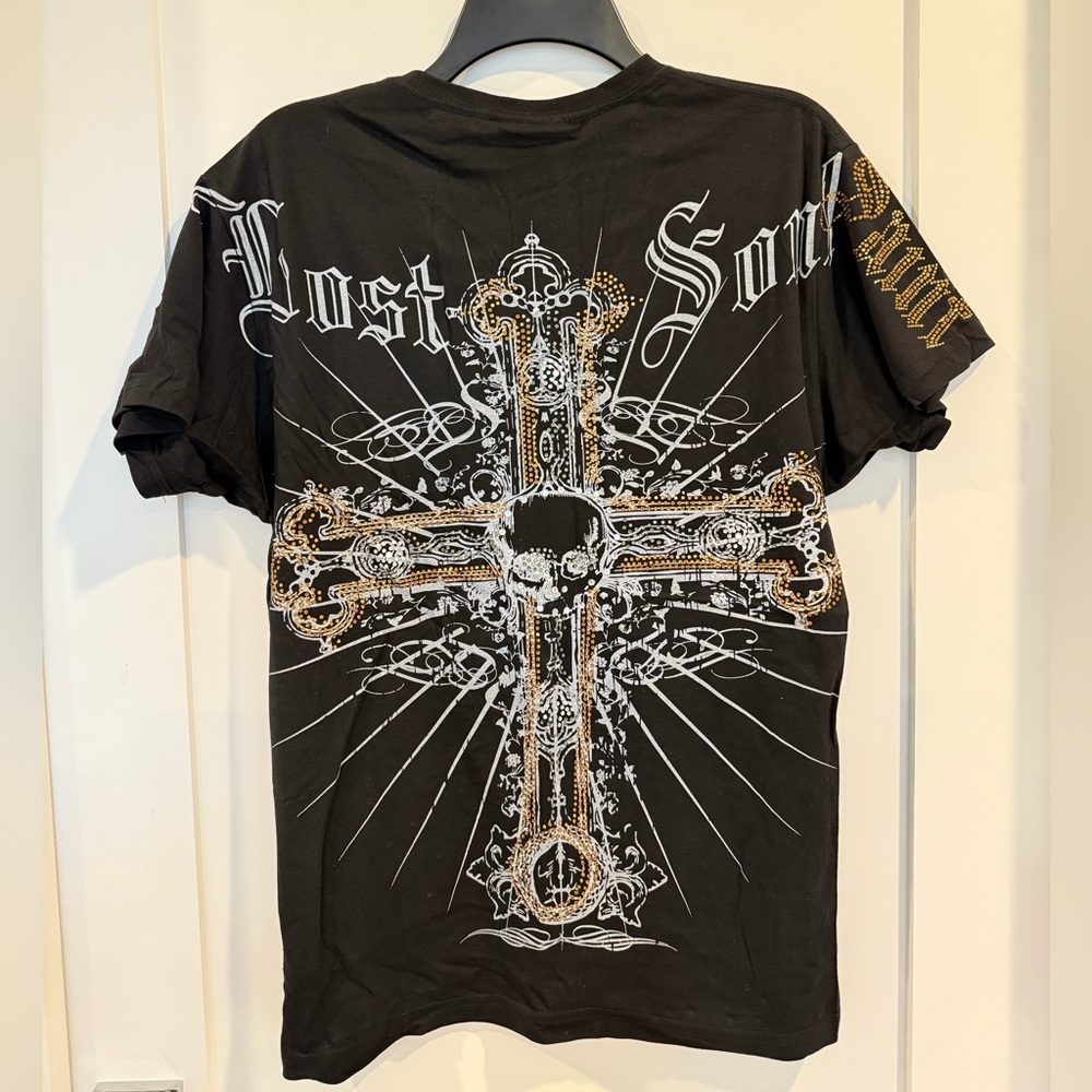 Bullseye Black Graphic T-Shirt with rhinestones M